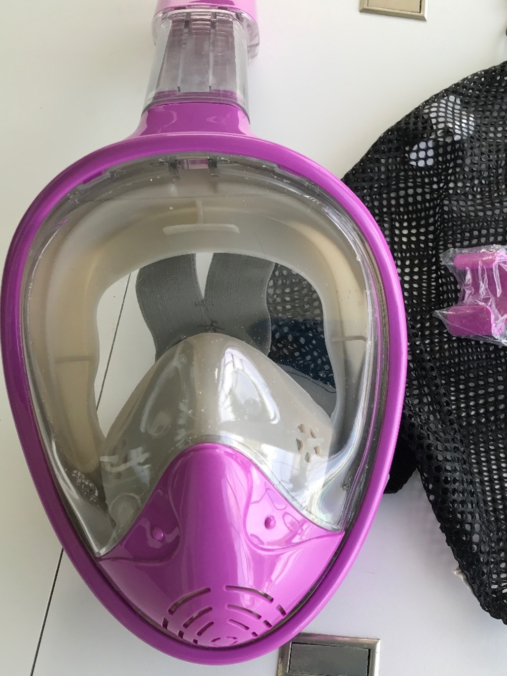 Full face snorkeling mask, pink, M, women, GoPro attachment incl.